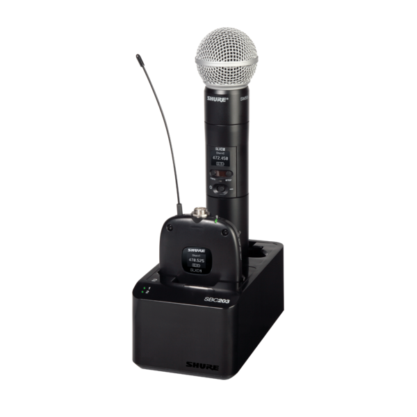 SBC203-US DUAL DOCKING CHARGER FOR 2 SLXD OR TRANSMITTERS SB903 RECHARGEABLE BATTERIES- US PWR SUPPLY INCLUDED